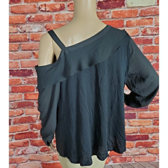 INC Black Ruffled Blouse NWT - Picture 5 of 5